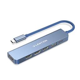 LENTION Hub USB C adaptador multiportas com carregamento PD de 100 W, 4K HDMI, USB 3.0 e 2.0 compatível com MacBook Pro 2022-2016, novo Mac Air/Surface, Chromebook, mais certificado de driver estável (CB-CE17, azul)