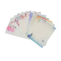 12 conjuntos/96 peças de papel de carta chinesa vintage B5 STOBOK, papel branco para escola, casa, escritório, cartões de presente, escrever, mensagem, notas, suprimentos