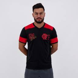 Fla - Nova Zico Retro Camiseta Adt 100pes Preto/Vermelho/Un