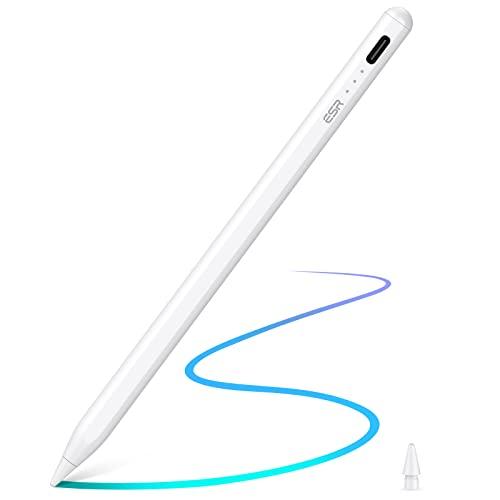 ESR Stylus Pen para iPad com sensibilidade à inclinação, iPad Stylus Pencil para Apple iPad 9/8/7/6, iPad Pro 11, iPad Pro 12.9, iPad Mini 6/5 e iPad Air 5/4/3, Rejeição de palma, magnético Anexo, Branco