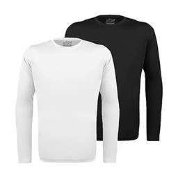 Kit 2 Camisetas Térmicas Proteção Solar Uv 50+ Manga Longa Dry Fit (G, Branco, Preto)