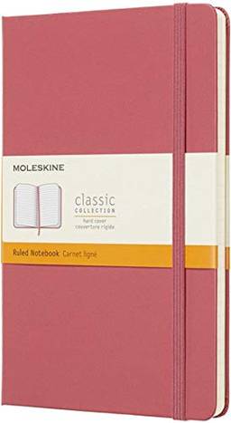 Caderno Clássico Pautado, Moleskine, 21x13cm Grande, Rosa Margarida
