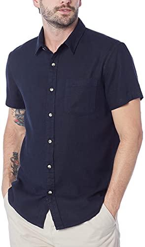 Camisa linho com viscose slim manga curta, Hering, Masculino, Azul Escuro, G
