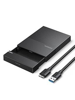 UGREEN Gabinete de disco rígido SATA para USB 3.0 de 2,5 polegadas sem ferramentas 7 mm 9,5 mm SSD HDD Case com UASP, compartimento de disco rígido externo para laptop compatível com Samsung Seagate WD Toshiba