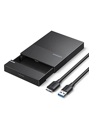 UGREEN Gabinete de disco rígido SATA para USB 3.0 de 2,5 polegadas sem ferramentas 7 mm 9,5 mm SSD HDD Case com UASP, compartimento de disco rígido externo para laptop compatível com Samsung Seagate WD Toshiba