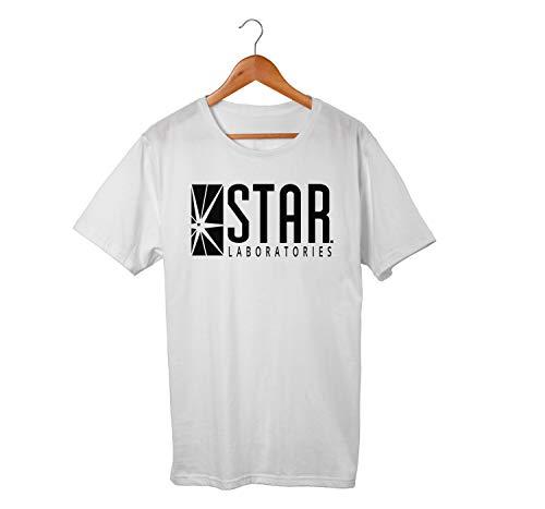 Camiseta Unissex Flash Star Labs Serie Laboratório Nerd 100% Algodão (Branco, G)