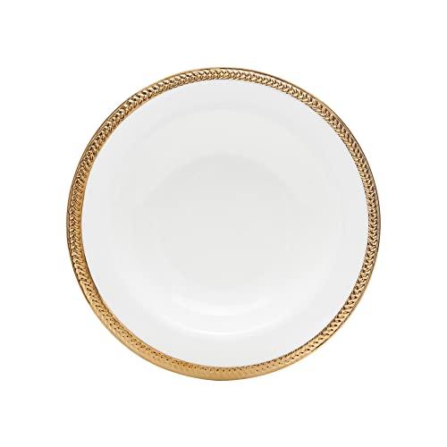 Jogo de 6 Pratos de Porcelana de Sopa Rojemac Branco com Dourado