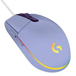 Mouse Gamer Logitech G203 LIGHTSYNC RGB, Efeito de Ondas de Cores, 6 Botões Programáveis e Até 8.000 DPI - Lilás