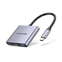 LENTION Hub USB C 3 em 1 com fornecimento de energia de 100 W, USB 3.0 e HDMI 4K para MacBook Pro 2022-2016, novo Mac Air/Surface/Chrome/Steam Deck, mais adaptador de driver estável (CB-C14, ouro rosa)