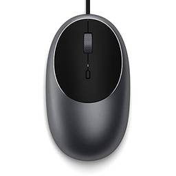 Satechi Mouse com fio USB-C de alumínio C1 – Mouse óptico para computador – Compatível com 2021 iMac M1, 2021 iPad Pro M1, 2020 MacBook Air M1, 2020 Mac Mini (cinza espacial)