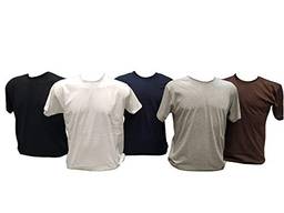 Kit 5 Camisetas 100% Algodão (Preto, Branco, Marinho, Mescla, Marrom, P)