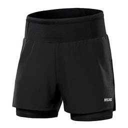 Shorts de ciclismo,KKcare Calções de corrida masculinos 2 em 1 calções desportivos de cintura alta calções desportivos de treino com bolsos para ginásio jogging ténis