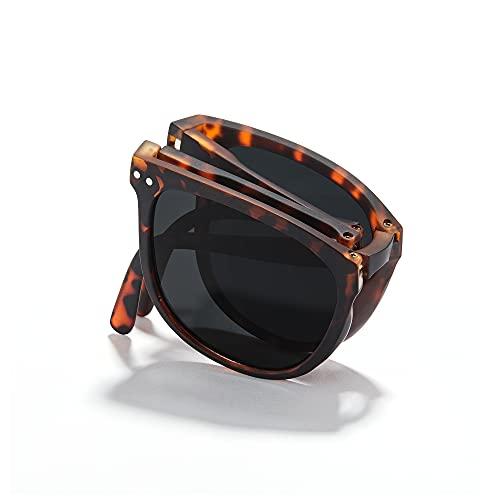 Cyxus Óculos de Sol Dobráveis para Mulheres/Homens, Oculos Dobráveis com Proteção UV de Lente Polarizada Armação TR90 Ultraleves (2-Lentes pretas com armação tartaruga)