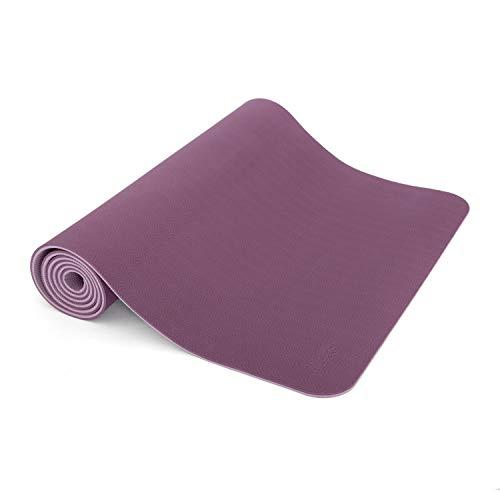 Tapete de Yoga TPE, Colchonete de Yoga 100% reciclável, confortável, antiderrapante, indicado para pilates, ginástica 6mm 183x60 cm (Ameixa/Ameixa Claro)