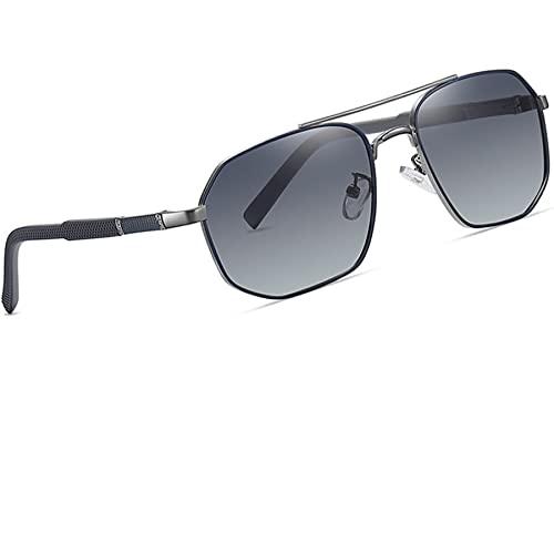 Óculos de sol polarizados Poligonal Masculino Joopin Moda Metal Óculos de Sol Proteção UV400, Retrô Confortável Hexagonal Óculo(G01-cinza azul/preto cinza)