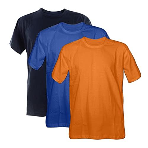 Kit 3 Camisetas 100% Algodão (Laranja, Royal, Marinho, GG)
