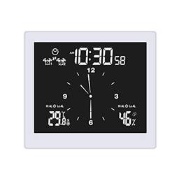 Relógio Digital Exibição de Temperatura e Uade Relógio de Parede Impermeável Termômetro Interno com Tela LCD Limite Superior/Inferior Alarme Contagem Regressiva Função de Despertador para Casa de