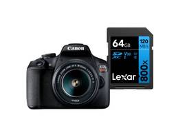 Câmera Digital Canon EOS Rebel T7+ S18-55 IS II BR kit com Cartão de Memória Lexar Blue 64GB