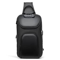Nova bolsa tiracolo masculina compacta, impermeável, de ombro, casual, mochila, Preto, P