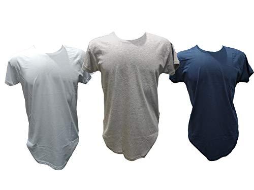 Kit 3 Camisetas Long (Branca, Azul Marinho, Cinza Mescla, GG)