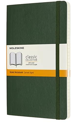 Moleskine Caderno clássico, capa macia, grande (12,7 cm x 21 cm), pautado/forrado, verde murta, 192 páginas
