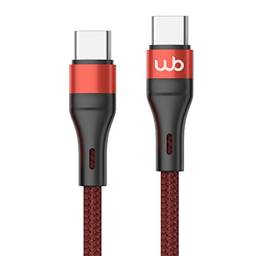 WB Cabo USB-C e USB-C 1 metro 60W vermelho nylon trançado compatível com Andoid, 30W USB-C para USB-C (Vermelho)