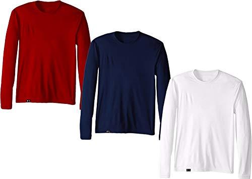 Kit com 3 Camisetas Proteção Solar Uv 50 Ice Tecido Gelado – Slim Fitness – Branco - Marinho - Vinho – P