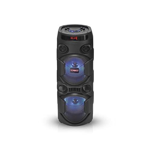 ?Caixa de som bluetooth 450W Rms 2 alto-falantes de 6.5” LED USB leitor de cartão função Karaokê gravador controle remoto TRC X450, preto