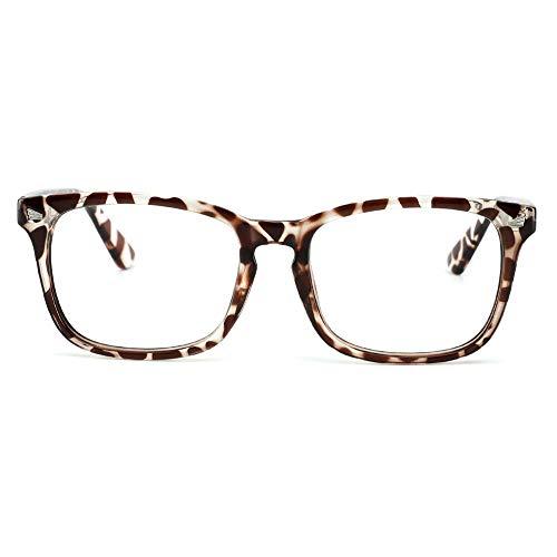 Cyxus Óculos de Luz azul Óculos Quadrados para Computador Óculos Anti-fadiga Ocular Lente Transparente UV400 para Mulheres/Homens (Leopardo)