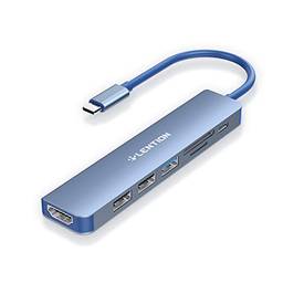 LENTION Hub USB C com carregamento de 100 W, 4K HDMI, leitor de cartão duplo, USB 3.0 e 2.0 compatível com MacBook Pro 2022-2016, novo Mac Air/Surface, Chromebook, mais adaptador de driver estável (CB-CE18, azul)