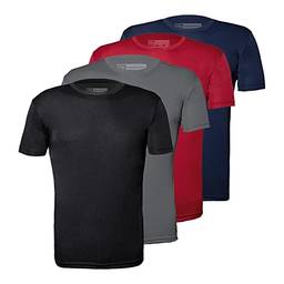 Kit 4 Camisetas Novastreet Dry Fit Anti Suor - Linha Premium (as2, alpha, m, regular, Preto/Cinza/Azul/Bordô, GG)