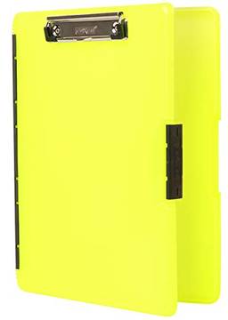 Dexas Prancheta de armazenamento Slimcase 2 com abertura lateral, amarelo neon 3517-803