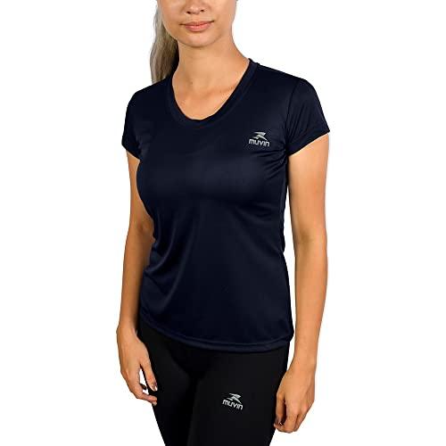 Camiseta Color Dry Workout Muvin - Feminina – Camiseta Manga Curta - Camiseta Para Academia – Treino Funcional – Pilates – Yoga - Corrida – Ginástica – Fitness - Caminhada - Secagem Rápida (Azul Marinho, EG)