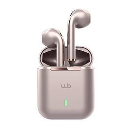 Fone de Ouvido WB Pods Rosa Sem Fio TWS Bluetooth 5.1 Controle por Toque 20+ horas de Reprodução Hifi Sound Ouro
