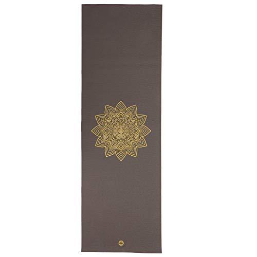 Tapete de yoga pvc premium ecológico Rishikesh estampa Mandala dourada, antiderrapante, Yoga Mat com durabilidade e conforto - 4.5mm 183 x 60cm (Grafite)