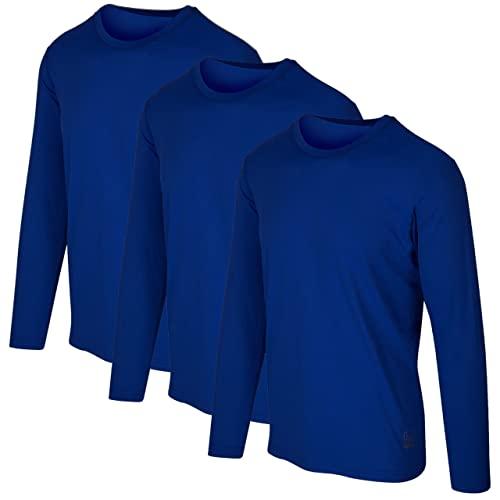 KIT 3 Camisetas Proteção Solar Permanente UV50+ Tecido Gelado – Slim Fitness – G Azul Marinho
