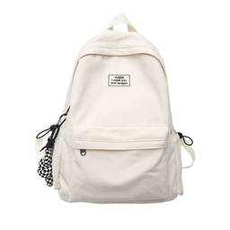 Mochila escolar casual mochila escolar para meninos e meninas Cavans mochila mochila escolar bolsa de livros para adolescentes, Branco, With pendant