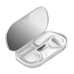 SZAMBIT Fones de Ouvido de Condução Óssea Sem Fio Bluetooth Fones de Ouvido Gancho Esportivo Controle de Toque Fone de Ouvido com Microfone Fone de Ouvido (Branco)