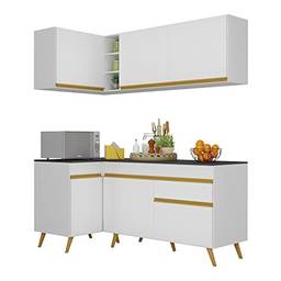 Armário de Cozinha Compacta de Canto Veneza Multimóveis V2057 Branco/dourado