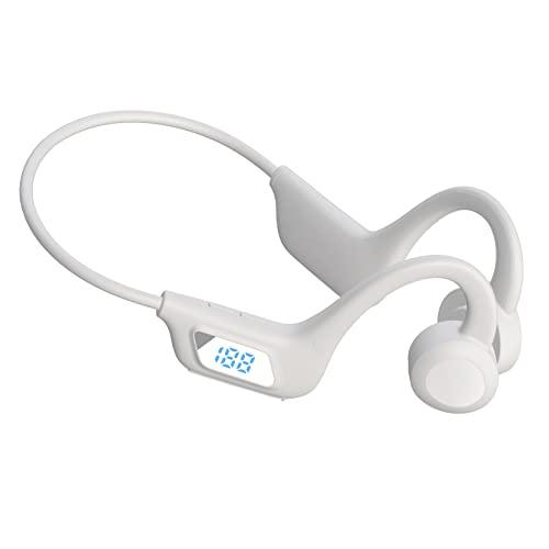 SZAMBIT Fones De Ouvido De Condução óssea Sem Fio Bluetooth TWS, Fones De Ouvido Esportivos à Prova D'água Com Redução De Ruído, Fones De Ouvido De Corrida Magnética Com Microfone U9 (LED branco)