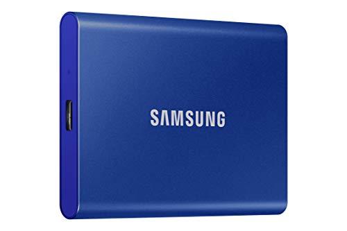 SAMSUNG T7 2TB, SSD portátil, até 1050 MB/s, USB 3.2 Geração 2, jogos, estudantes e profissionais, unidade externa de estado sólido (MU-PC2T0H/AM), azul