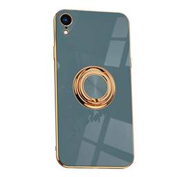 SHUNDA Capa para iPhone XR, capa ultrafina de silicone macio TPU com absorção de choque, capa com suporte magnético para iPhone XR 6,1 polegadas - cinza avó