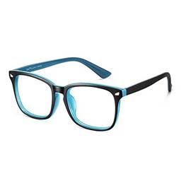 Cyxus Óculos de Luz azul Óculos Quadrados para Computador Óculos Anti-fadiga Ocular Lente Transparente UV400 para Mulheres/Homens (Azul Escuro)