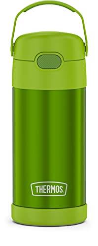 THERMOS Funtainer Garrafa de palha infantil de aço inoxidável isolada a vácuo de 355 ml, verde-limão