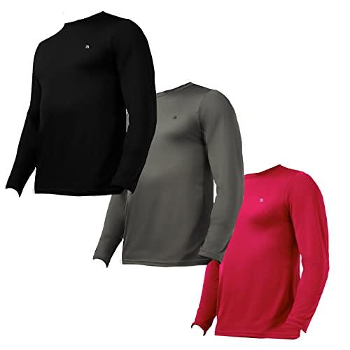 Kit 3 Blusa Masculina Termica Plus Size LegBrasil Proteção Uv 50+ (preto-cinza-pink, G1)