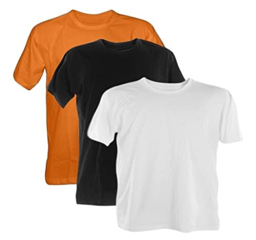 Kit 3 Camisetas PLUS SIZE 100% Algodão (Laranja, Preto, Branco, XGGG)