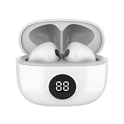 Fone de ouvido Bluetooth In-ear sem fio WB Mini IO TWS Branco com Display Digital, 20 horas de bateria, proteção IPX4, alta definição com Super Bass, Compacto e com controle sensível ao toque