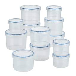 LOCK & LOCK Conjunto de cesto de armazenamento de alimentos Easy Essential/tampas herméticas/livre de BPA/lavável na lava-louças, transparente