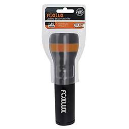 Lanterna de LED Foxlux – Alto Brilho – 1 LED – Luz Branca – Plástico ABS – 2 Pilhas D – Preto/laranja – Multiuso