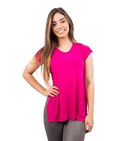 Blusa Feminina Sobre Legging Longa Tapa Bumbum Fitness Liso Camisa (P, rosa)